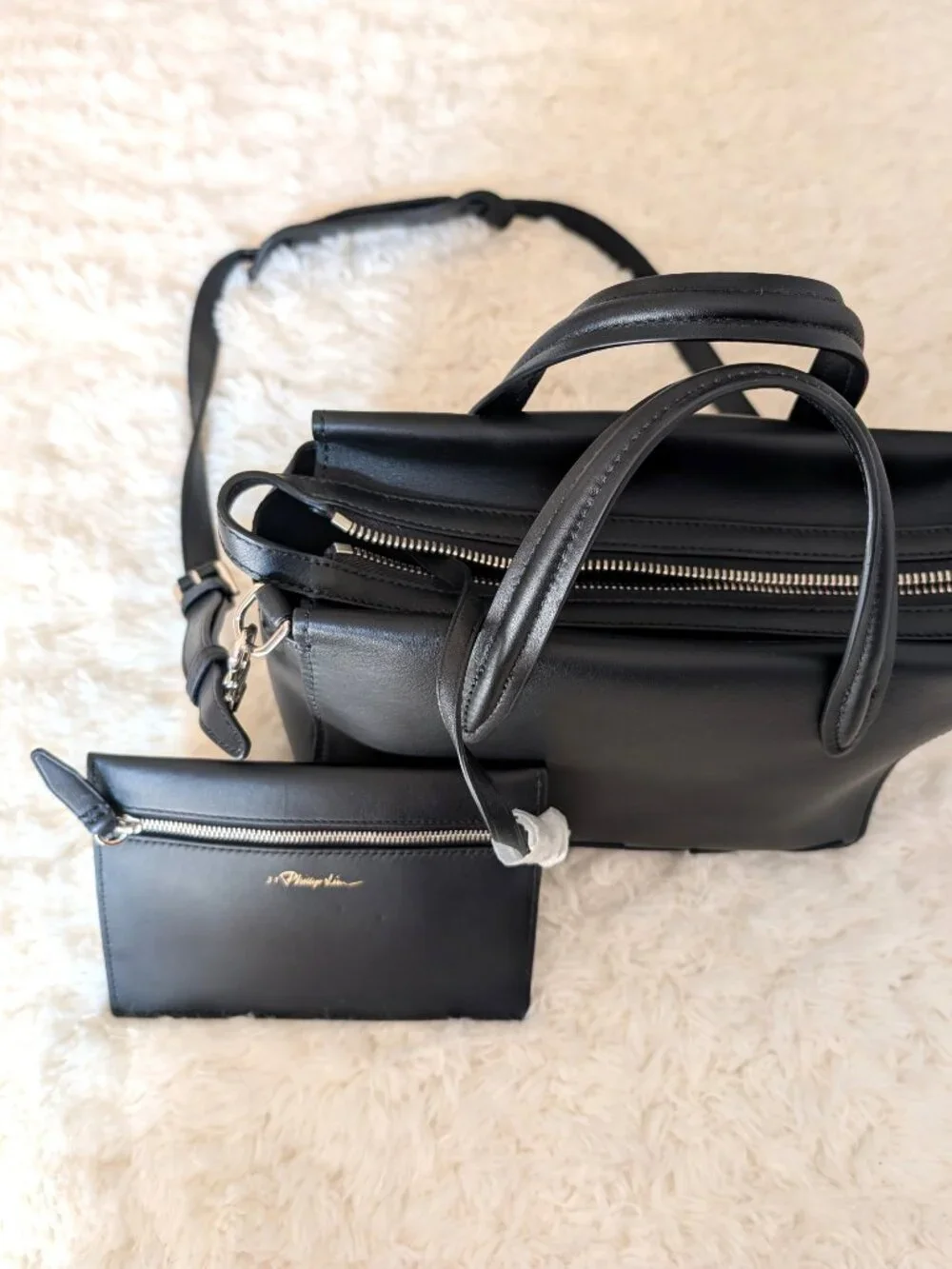 NWT 3.1 Phillip Lim Ames Small Patchwork Satchel (color: black)